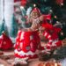 Festive Cookie Exchange Party Decorations featuring an adorable gingerbread man balancing on a red and white Christmas mug.